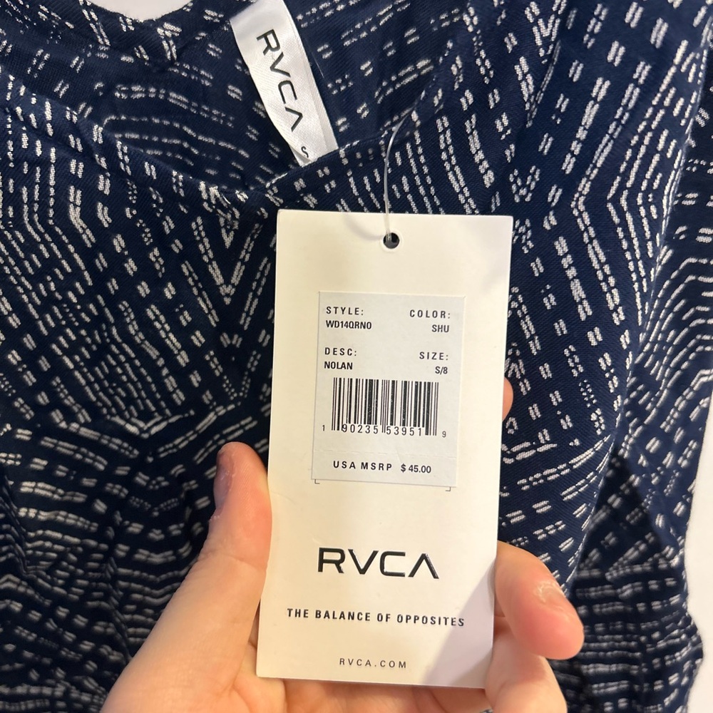 NWT RVCA Nolan Navy Blue Print Dress - Picture 6 of 11
